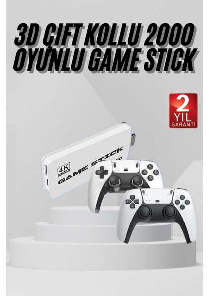 Yeni Nesil 3D 4K 2000 Oyunlu Game Stick Oyun Konsolu Çift Konsol