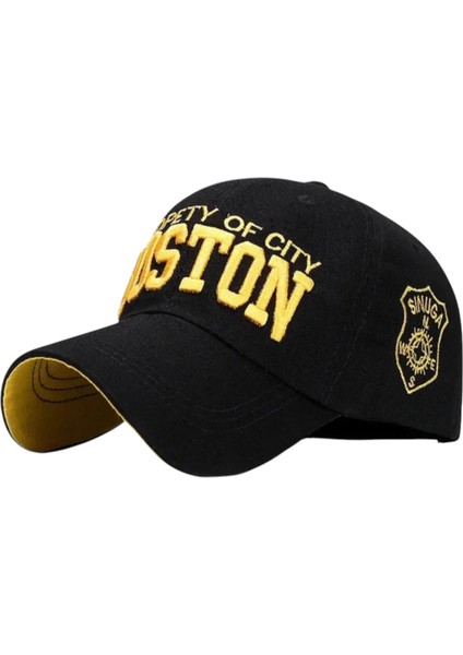 Boston Vintage Sarı Logolu Siyah Kep Şapka