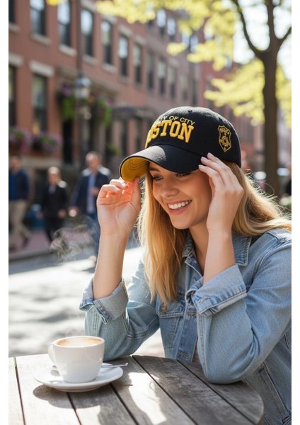 Boston Vintage Sarı Logolu Siyah Kep Şapka modelleri