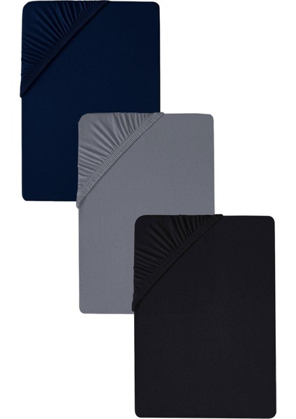 3 Adet Düz Pamuklu Çift Kişilik 180 x 200 cm Lastikli Penye Çarşaf