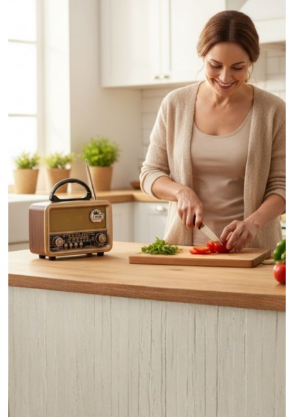 Büro Ev Ofis Hediyesi Için Ahşap Nostaljik Taşınır Bluetooth Hoparlörlü Şarjlı Radyo fiyatları