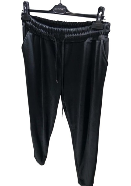 Kadın Bayan Battal Büyük Beden Fransız Kadife Çift Cepli Paça Manşetli Bel Lastikli Kordonlu Bol Rahat Kalıp Eşofman Altı Pijama Tayt Pantolon fiyatları