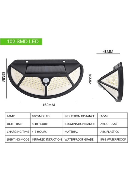 Fonksiyonel Sensörlü 102 Ledli Solar Bahçe Lambası modelleri