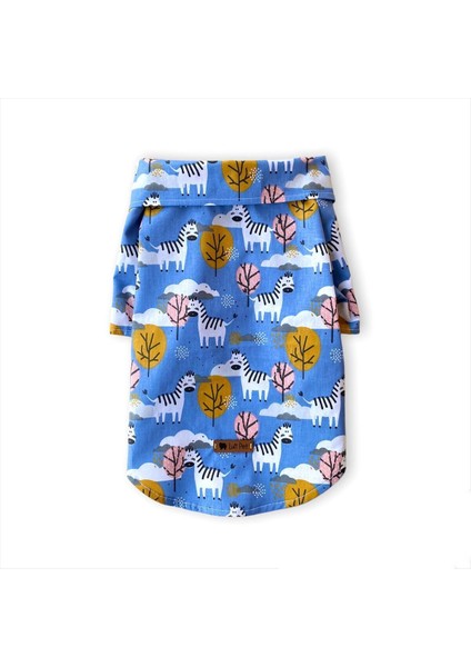 Mavi Zebra Desenli Şık Köpek Gömleği, Rahat ve Tarz Sahibi Pet Kıyafeti