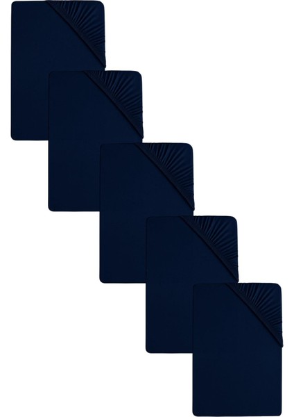 5 Adet Düz Pamuklu Çift Kişilik 180 x 200 cm Lastikli Penye Çarşaf