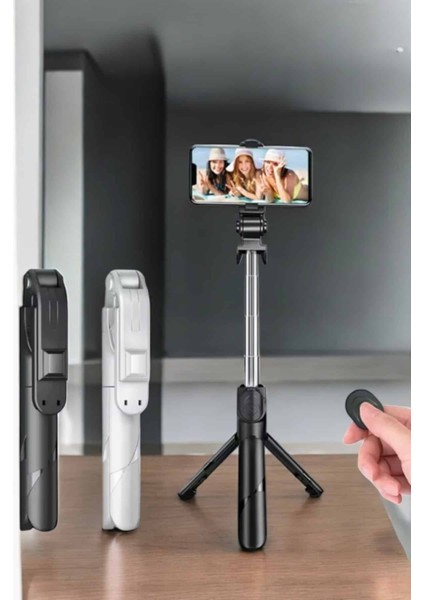 Selfie Çubuğu Tripod Kumandalı Telefon Tutucu Siyah indirimleri