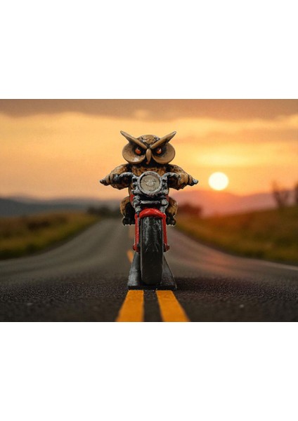 Night Biker (Motorcu) 3D Figür Baykuş - Mysterious Owls - 056