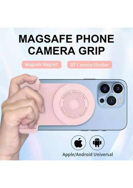 Telesın Fun shot mag grip Manyetik Deklanşörlü Telefon Kamera Tutucu iPhone ve Android için Çıkarılabilir Kablosuz Deklanşör Düğmeli Telefon Tutacağı Selfie Aparatı