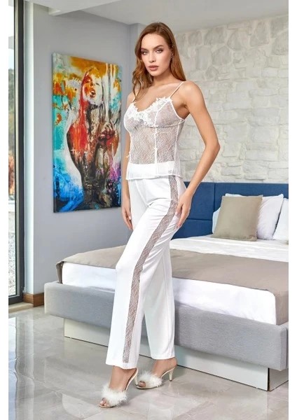 Aqua 24584 Dantel Detay Sabahlıklı 3'lü Pijama Takımı fiyatları