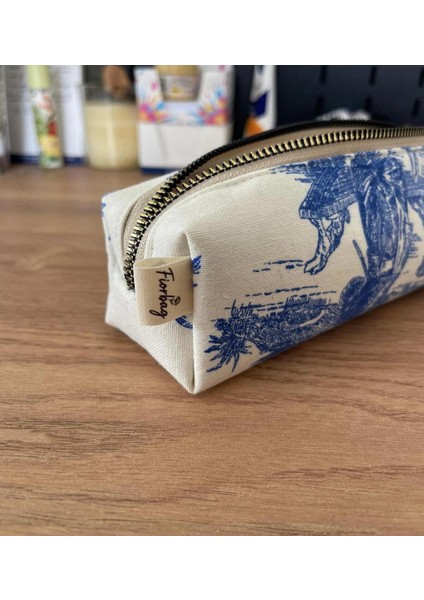 Vintage Desenli Mavi Kalem Kutusu / El Yapımı Çok Amaçlı Çanta fiyatları