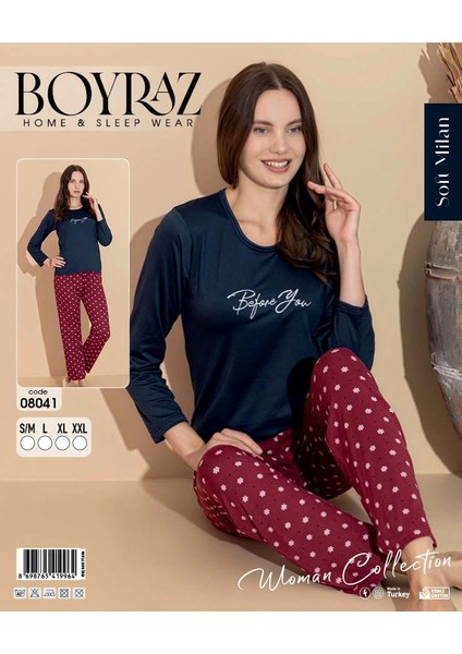 Boyraz 08041 Soft Milan Kumaş Uzun Kol Pijama Takımı