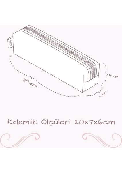 Vintage Desenli Mavi Kalem Kutusu / El Yapımı Çok Amaçlı Çanta
