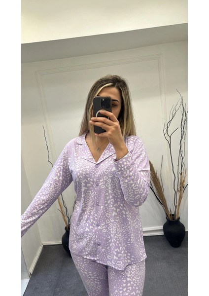 Alissa 6166 Bayan Önü Düğmeli Desenli Pijama Takımı indirimleri