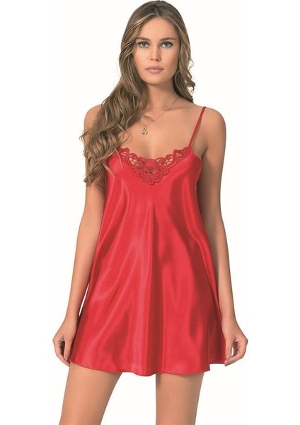 Arias Closet Kırmızı kısa Saten Gecelik