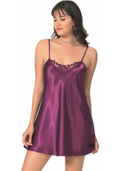 Arias Closet Mor Kısa Saten Gecelik