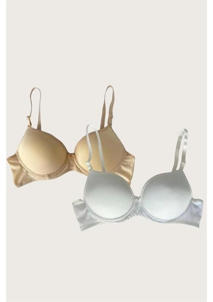 Arias Closet Ten-Beyaz 2'li Mikro Kumaş Push Up Dolgulu Balenli Günlük Destekli Sütyen