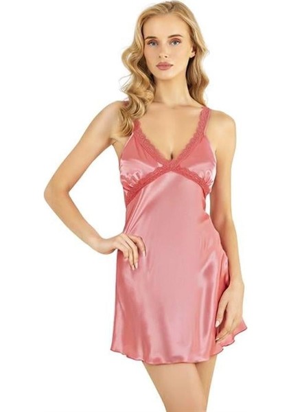 Arias Closet Mercan Kısa Saten Gecelik 8226