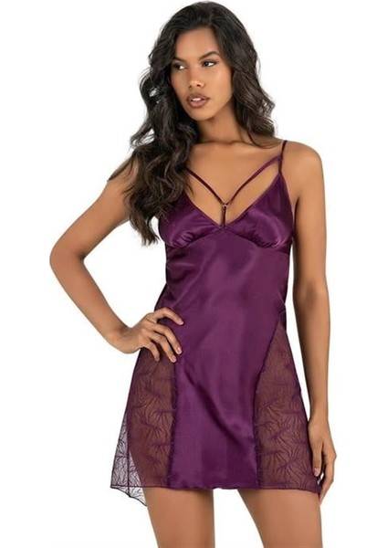 Arias Closet Mor Kısa Saten Gecelik 8233