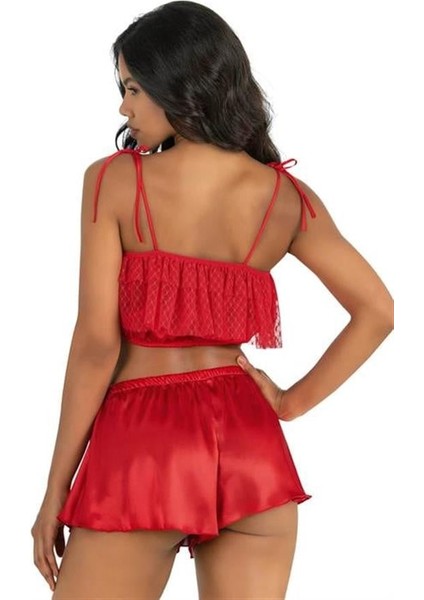 Arias Closet Kırmızı Saten Şort Takımı 9206 fiyatları