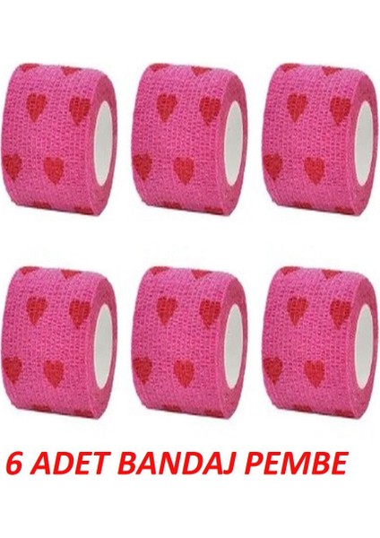 6 Adet Kalp Desenli Elastik Pati Bandajı, Kendinden Yapışkanlı ve Rahat Kullanım Sağlar