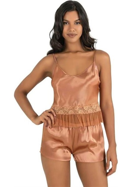 Arias Closet Bakır Saten Şort Takımı 9209