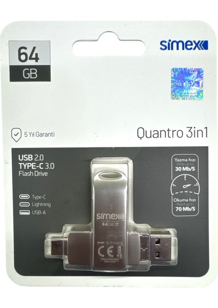 Type C Flash Bellek Xiaomi Redmi Oppo Vivo Samsung Uyumlu 64 GB Otg USB Typec Flash Bellek Disk Pc