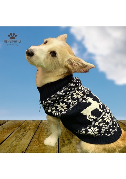 Lacivert Noel Köpek Kazağı, Şık ve Rahat Üst Giyim, Küçük Dostlarınız Için Ideal.