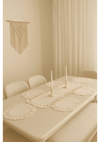 Eko | 7 Parça Sofra Sunum Seti - 1 Adet Fırfırlı Runner - 6 Adet Fırfırlı Supla Amerikan Servisi fiyatları