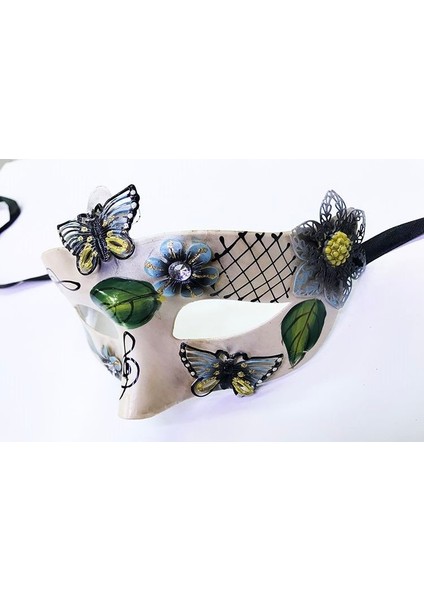 Parti Yaprak Modelli Kelebek Işlemeli Yılbaşı Parti Maskesi Siyah Renk fiyatları