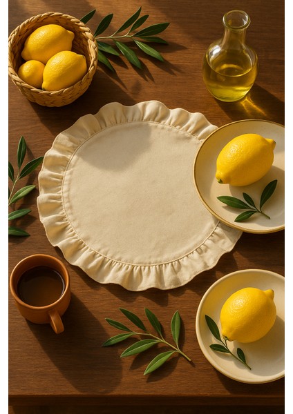 Eko | 6'lı Fırfırlı Keten Yuvarlak Amerikan Servisi modelleri