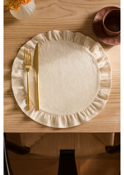 Eko | 6'lı Fırfırlı Keten Yuvarlak Amerikan Servisi