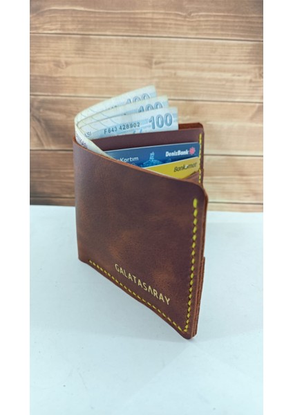 Galatasaray Kişiye Özel Hakiki Deri El Yapımı Cüzdan