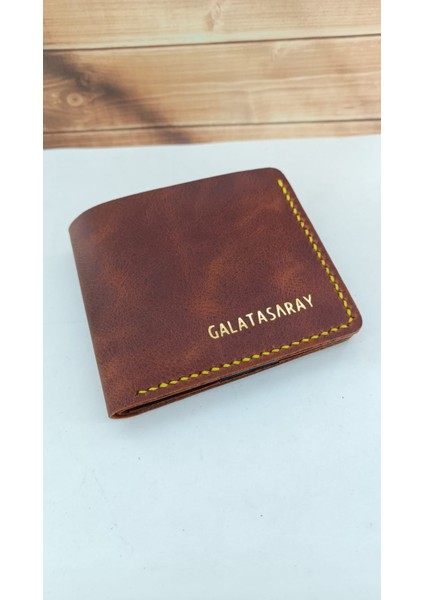 Galatasaray Kişiye Özel Hakiki Deri El Yapımı Cüzdan