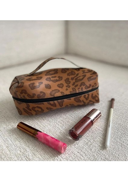 Leopar Desenli 4'lü Makyaj Çantası fırsatları