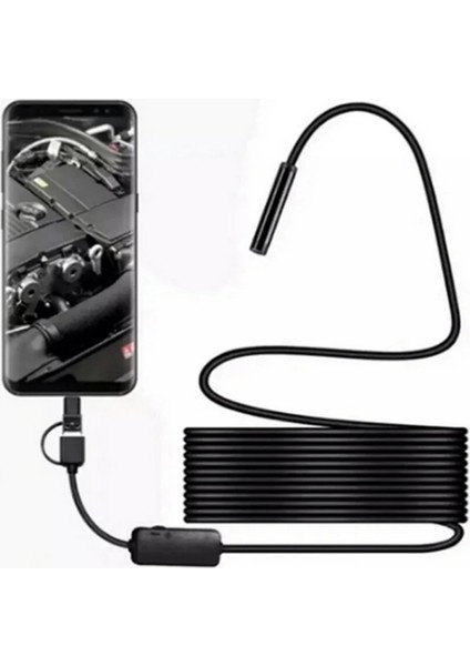 Endoskop Yılan Video Kamera LED Li 10 Metre 7 mm Sert Kablo ( Lisinya )