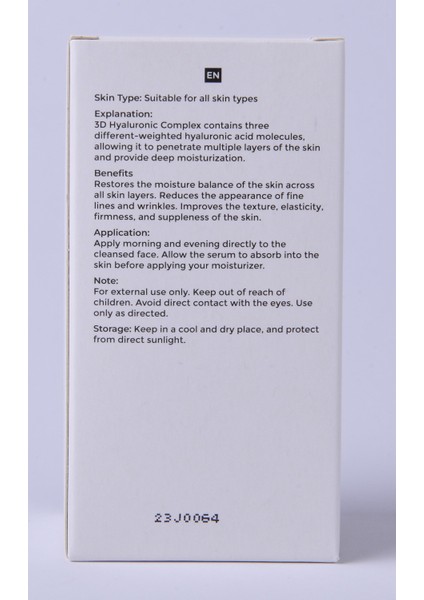 3D Leke Karşıtı, Cil Tonu Eşitleyici, Nemlendirici Hyaluronıc Serum NO43 (30 Ml) indirimleri