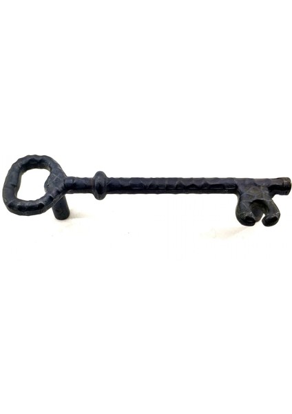 Antika Tarz Dekoratif Pirinç Anahtar Şeklinde Kapı Çekme Kolu, Mobilya, Sandık, Kutu Kulbu - 128MM, Oksit ( Lisinya )