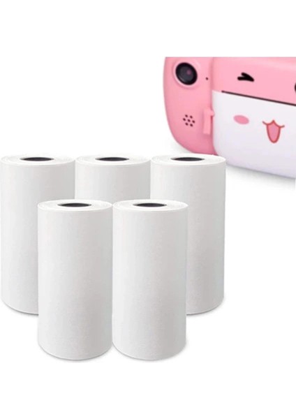 Çocuk Kamera Baskı Kağıdı, 5 Li Rulo 57X25MM Çekirdekli Fotoğraf Baskı Termal Kağıt Rulo ( Lisinya )
