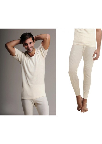 Erkek %100 Yün Kısa Kol Fanila - Uzun Don Içlik Set 1000E/1001E - 1 Set