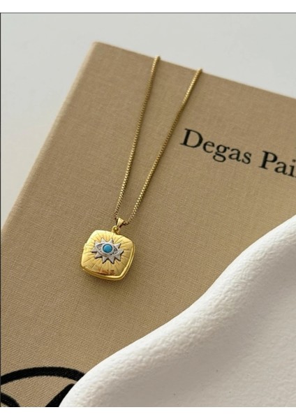 Gold Renkli Çelik Kapaklı Kolye