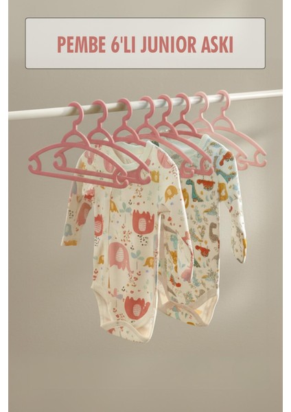 6 Lı Bebek Askısı & Bebek Gardırop Askısı Pembe Set
