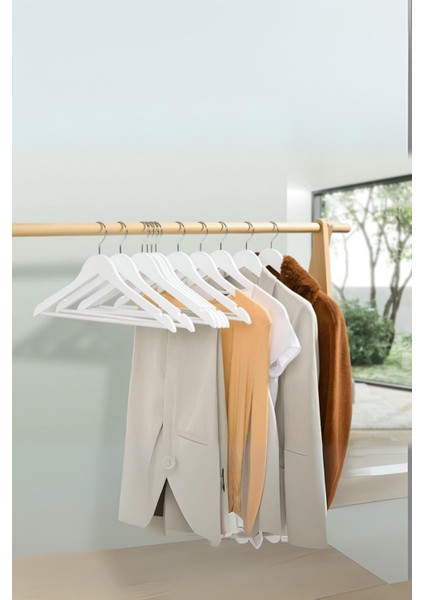 6 Lı Ahşap Görünümlü Askı Beyaz 44 cm fiyatları