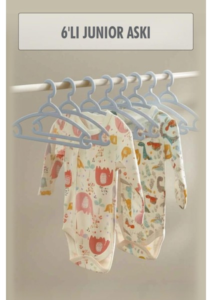 6 Lı Bebek Askısı & Bebek Gardırop Askısı Gri Set