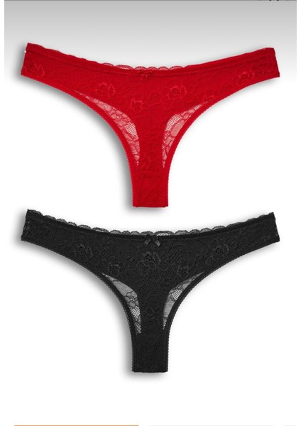 Kadın Dantelli 2'li Tanga Set Külot-Tanga-String