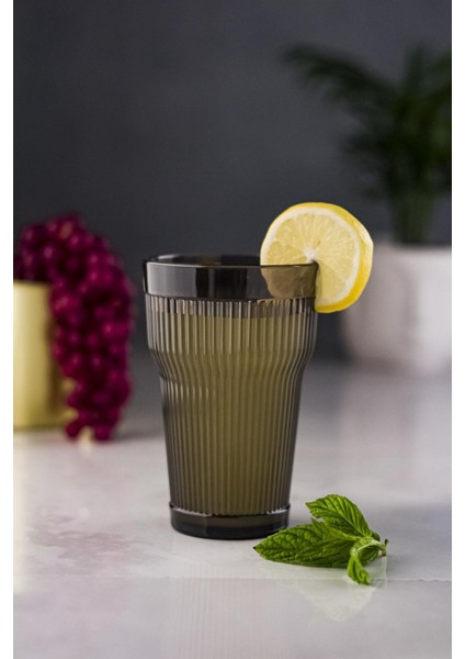 Akrilik Füme Tekli Uzun Bardak & Su Meşrubat Bardağı 400 ml ( Cam Değildir )
