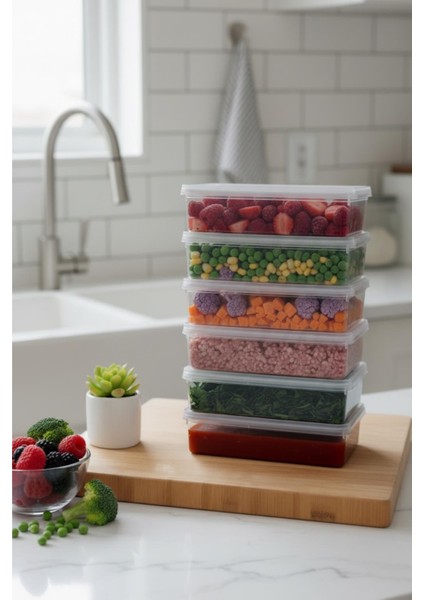 6 Lı Kapaklı Derin Saklama Kabı Buzdolabı Düzenleyici 1.5 Lt