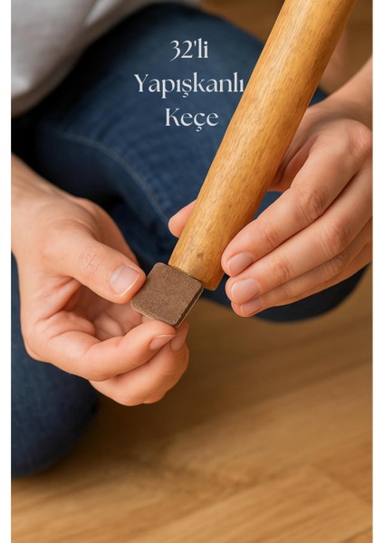 32 Li Yapışkanlı Mobilya Masa Sandalye Parke Zemin Ayak Koruyucu Kaydırmaz Keçe