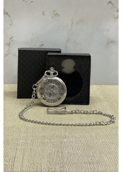 Büro Ev Ofis Hediyesi Için Kutulu Silver Rakamlı Motif Köstekli Saat fiyatları