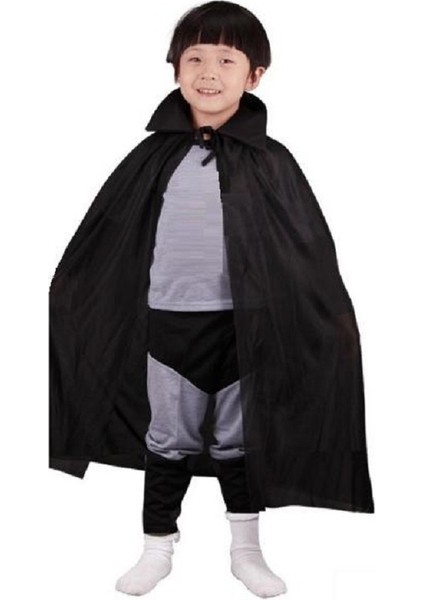 Siyah Renk Yakalı Çocuk Pelerin 90 cm