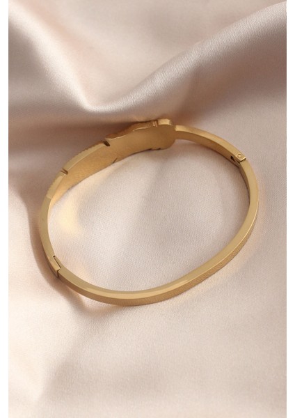 Gold Renk Yaprak Model Zirkon Taş Detay Kelepçe Kadın Bileklik - TJ-BB4681 fiyatları